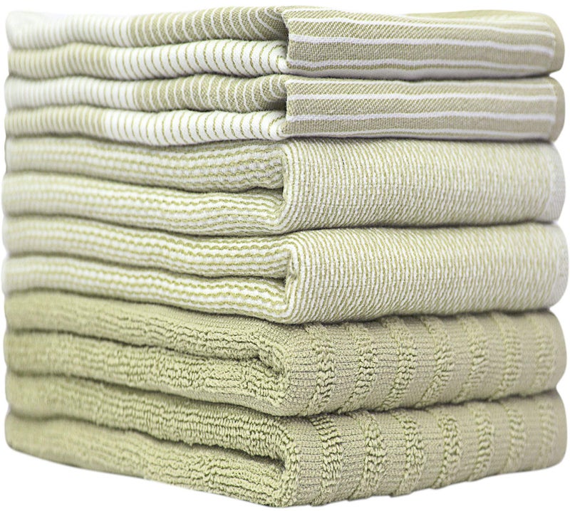 Bumble Towels Premium Kitchen Towels (20â€x 28â€, 6 Pack) | Large Cotton Dish Towels | Flat & Terry Highly Absorbent Kitchen Linen Set with Hanging Loop | Sage - Image 2